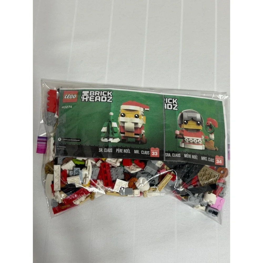 Lego Christmas Penguin 40498 and Mr Mrs Claus BrickHeadz 40274 Retired Set Lot